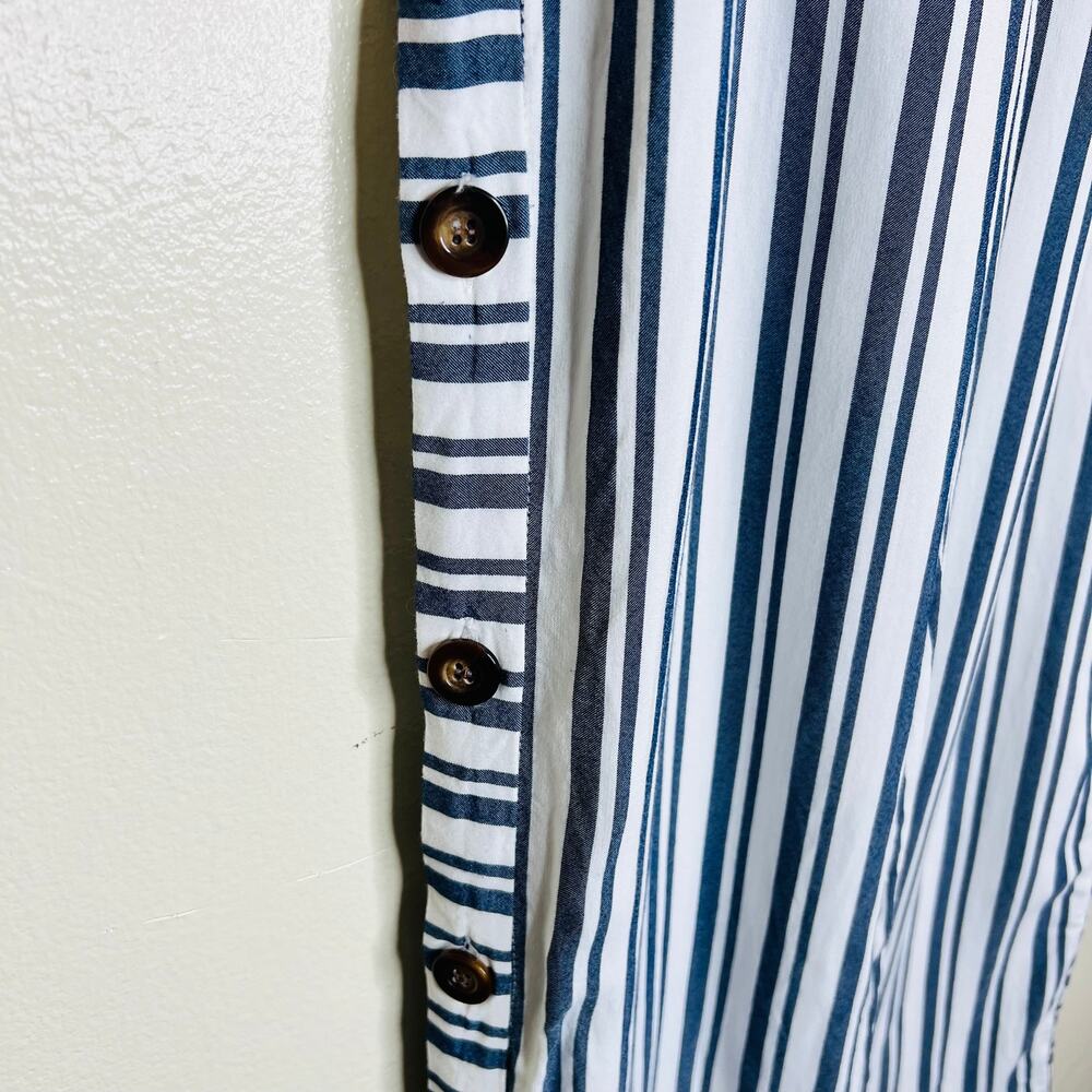 Waverly Grey Pants w Pockets 10 Blue White Stripe Wide Leg Casual Cropped Rayon - Picture 5 of 10